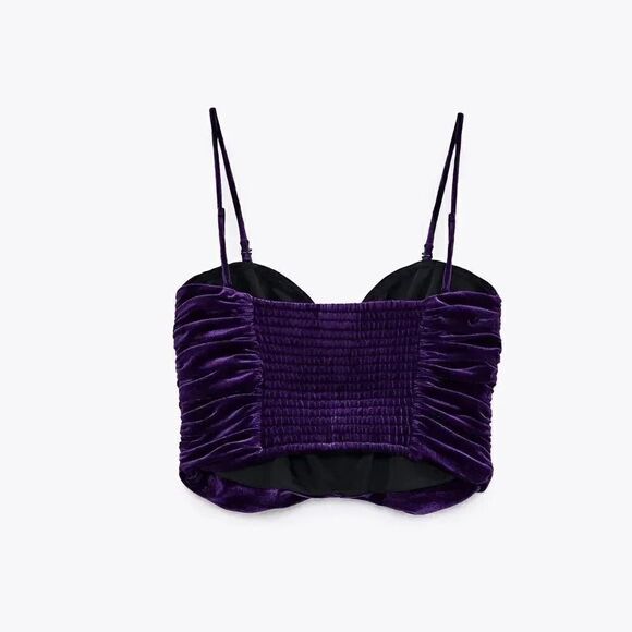 ZARA CROPPED VELVET TOP - Picture 15 of 16